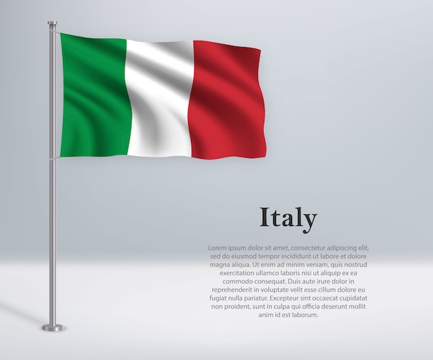 Waving flag of Italy on flagpole