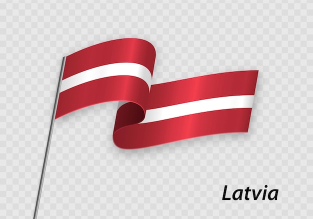 Waving flag of Latvia on flagpole Template for independence day