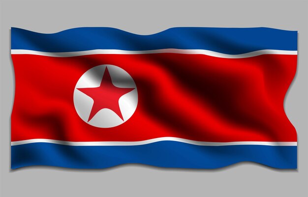 Vector waving the flag of north korea state symbol of north korea