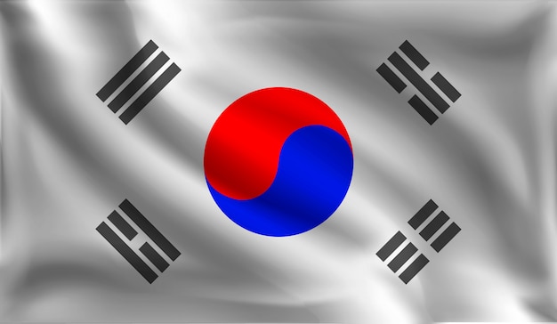 Waving flag of the Republic of Korea, the Korean flag 