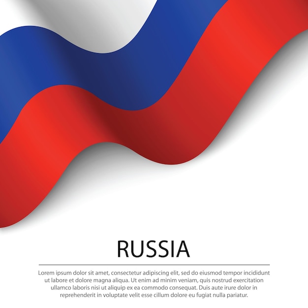 Waving flag of Russia on white background. Banner or ribbon vector template for independence day