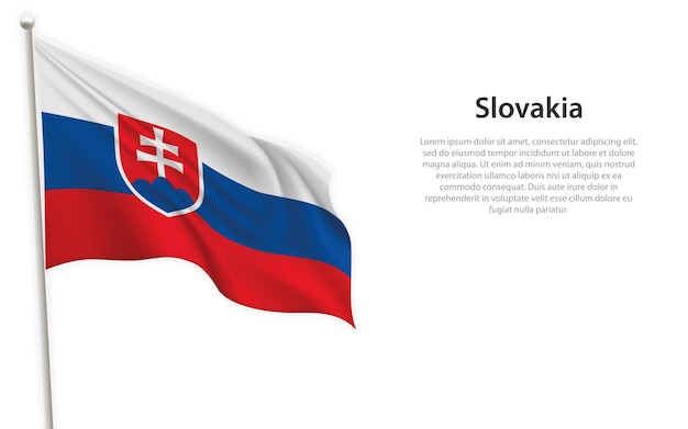 Waving flag of Slovakia on white background Template for independence day poster design