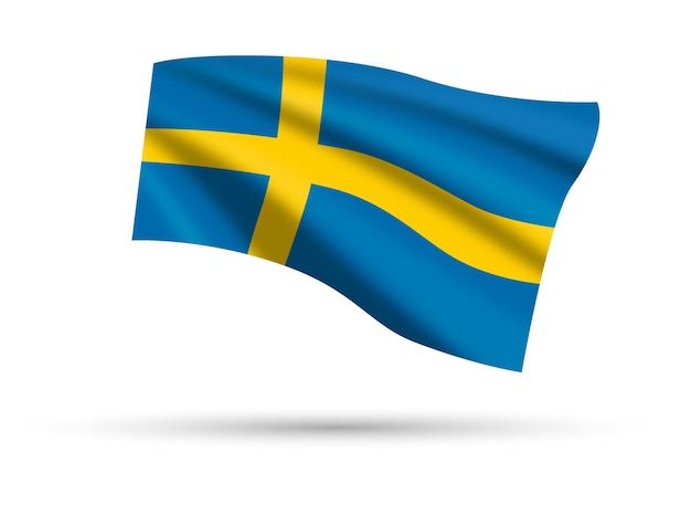 Waving flag of Sweden state isolated on white background