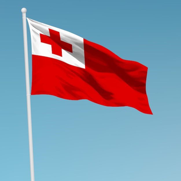 Waving flag of Tonga on flagpole Template for independence day