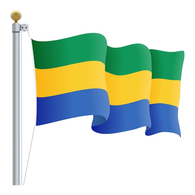 Waving Gabon Flag Isolated On A White Background Vector Illustration