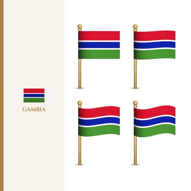 Waving Gambia flags 3d vector illustration flag of Gambia