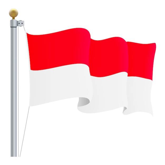 Waving Indonesia Flag Isolated On A White Background Vector Illustration