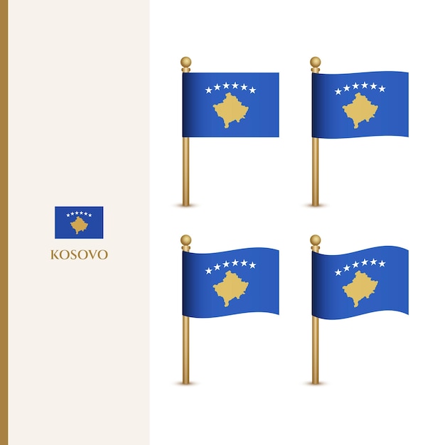 Waving Kosovo flags 3d vector illustration flag of Kosovo