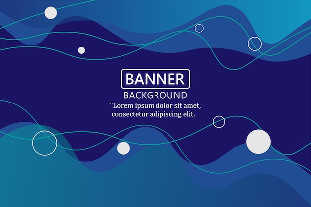 Waving line banner background in blue gradient color