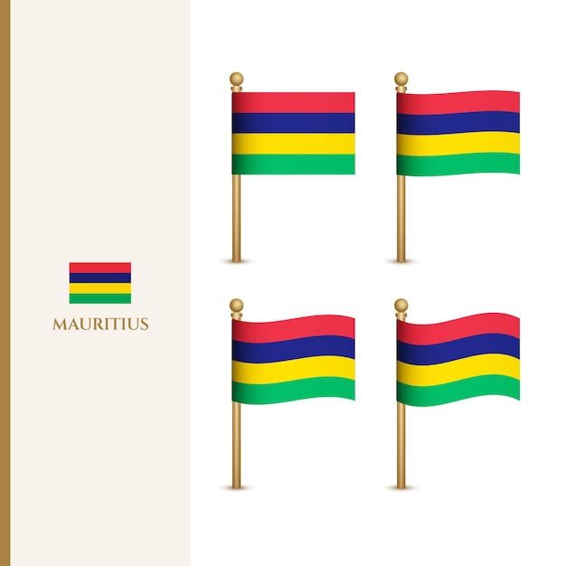 Waving Mauritius flags 3d vector illustration flag of Mauritius