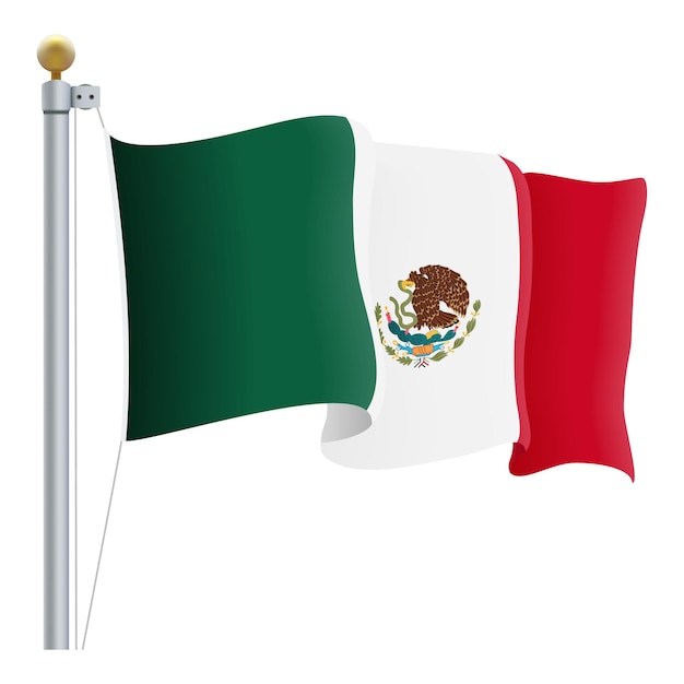 Waving Mexico Flag Isolated On A White Background Vector Illustration