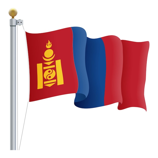 Waving Mongolia Flag Isolated On A White Background Vector Illustration