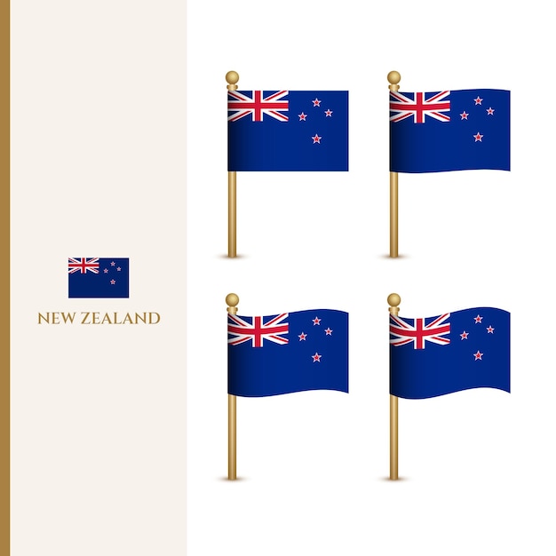 Waving New Zealand flags 3d vector illustration flag of New Zealand