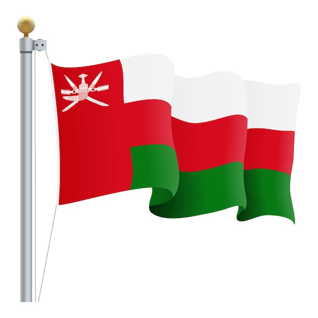 Waving Oman Flag Isolated On A White Background Vector Illustration