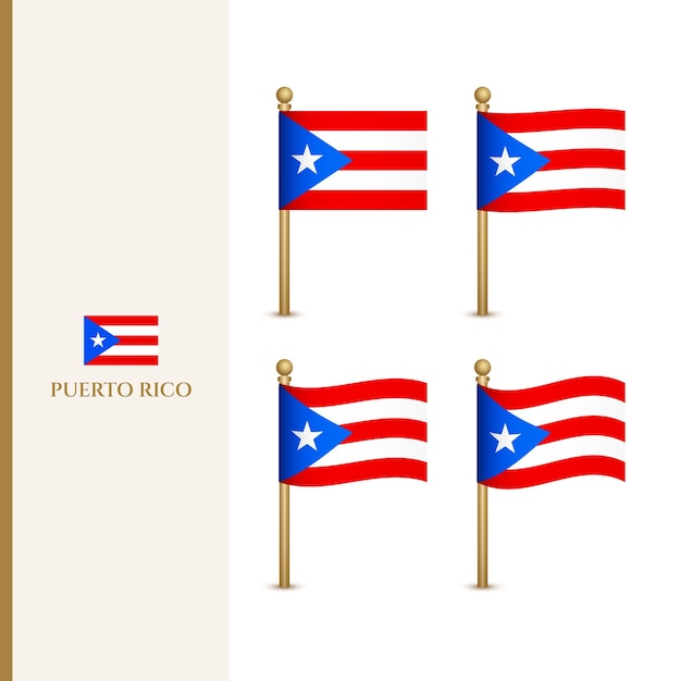 Waving Puerto Rico flags 3d vector illustration flag of Puerto Rico