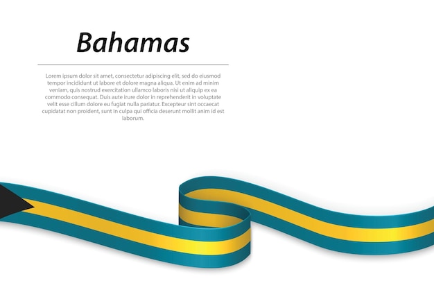 Waving ribbon or banner with flag of Bahamas