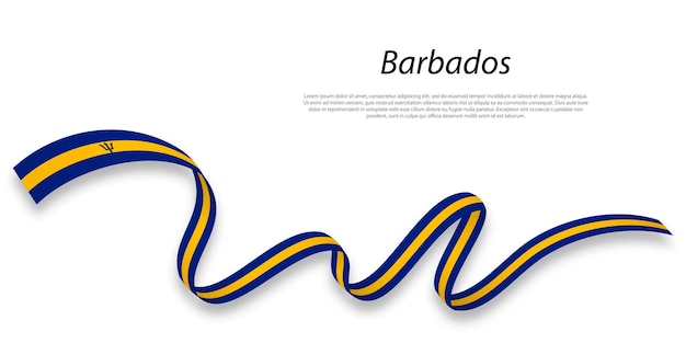 Waving ribbon or banner with flag of Barbados