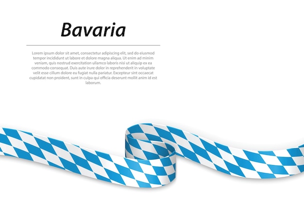 Waving ribbon or banner with flag of Bavaria