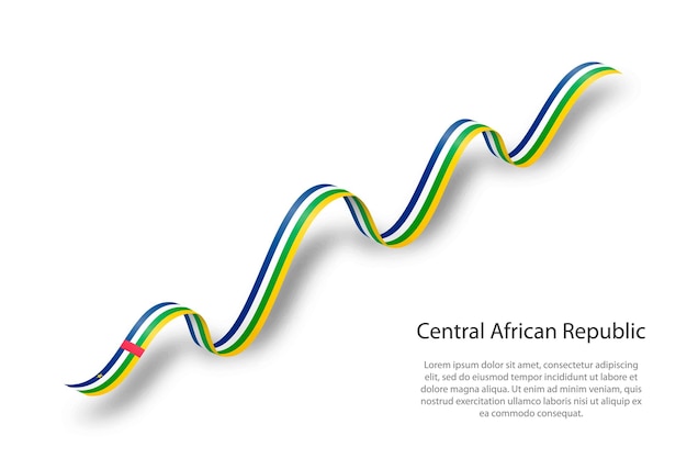 Waving ribbon or banner with flag of Central African Republic