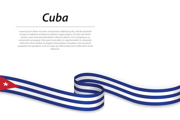 Waving ribbon or banner with flag of Cuba