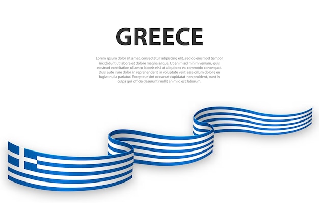 Waving ribbon or banner with flag of Greece Template for independence day poster design