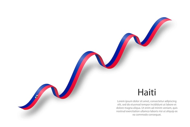 Waving ribbon or banner with flag of Haiti