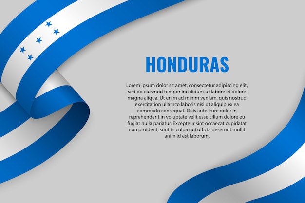 Waving ribbon or banner with flag of Honduras