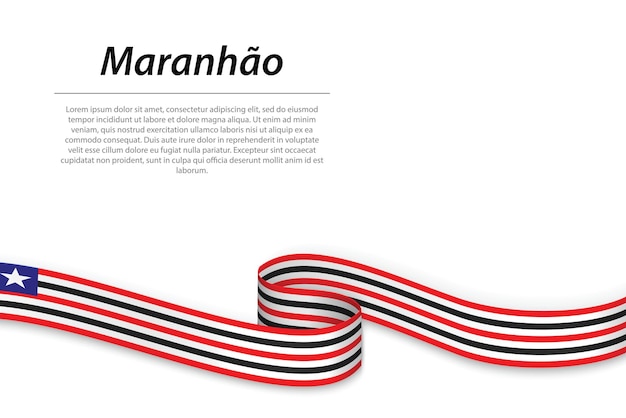 Waving ribbon or banner with flag of Maranhao