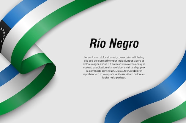 Waving ribbon or banner with flag of Rio Negro Province of Argentina Template for poster design