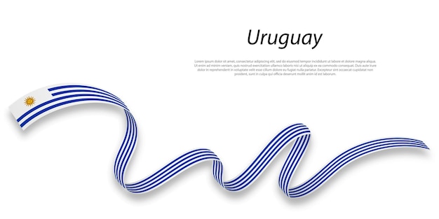 Waving ribbon or banner with flag of Uruguay