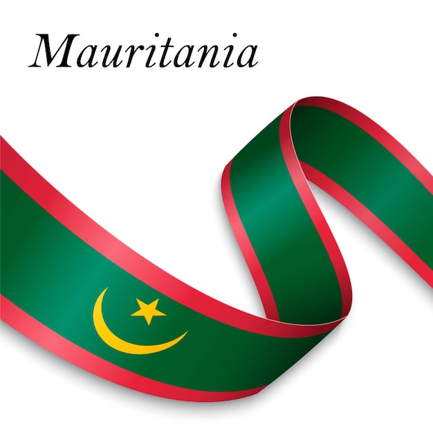 Waving ribbon or banner with flag