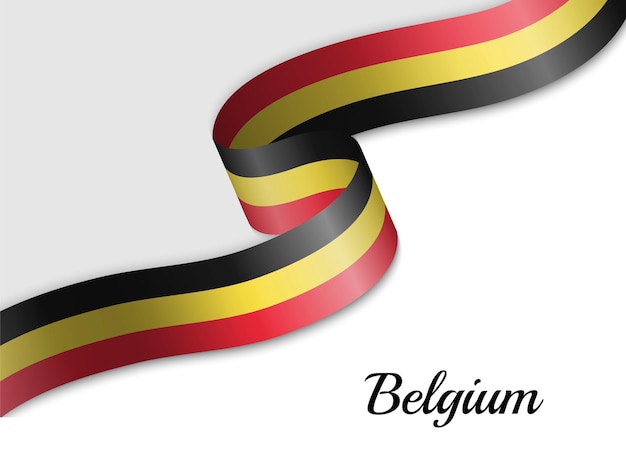 Waving ribbon flag of Belgium