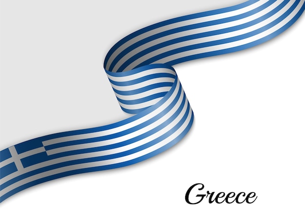 Waving ribbon flag of Greece