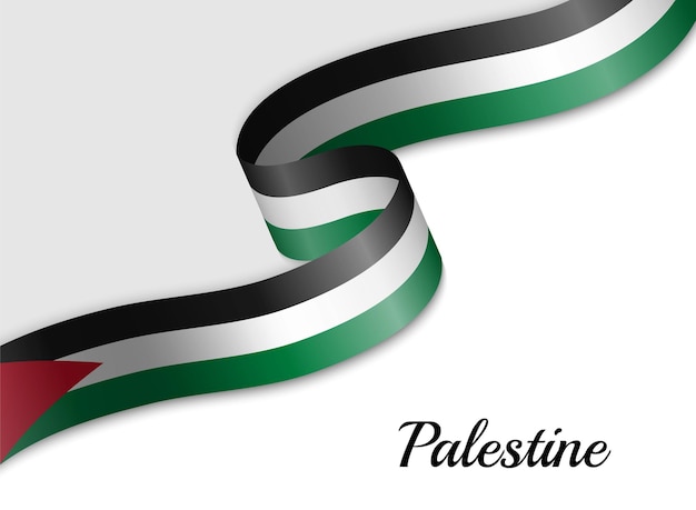 Waving ribbon flag of Palestine