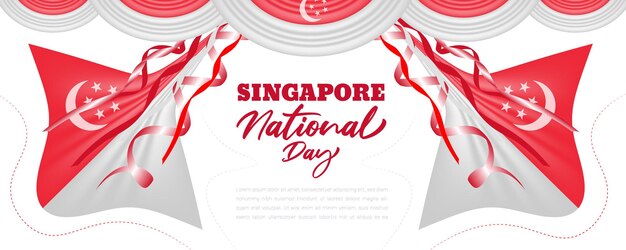 Waving ribbon or flag of Singapore national day background design