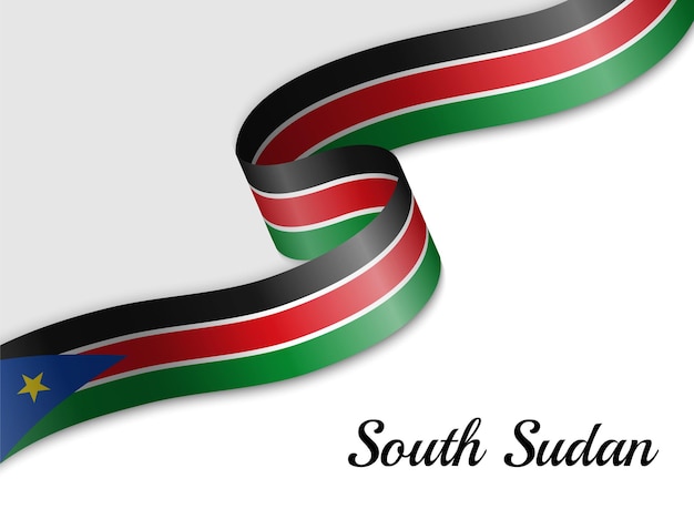 Waving ribbon flag of South Sudan