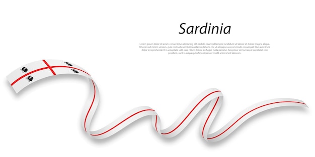 Waving ribbon or stripe with flag of Sardinia