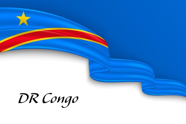 Waving ribbon with flag of DR Congo