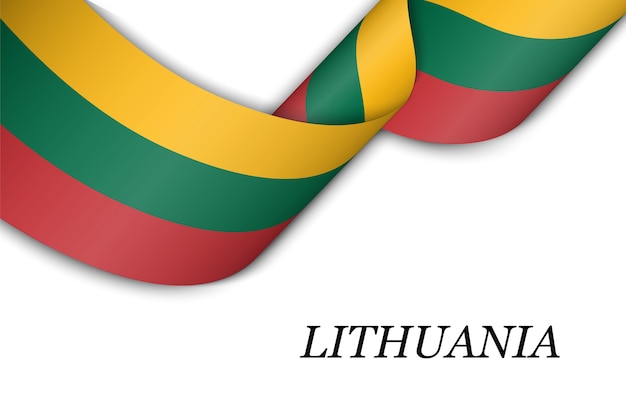 Waving ribbon with flag of Lithuania.