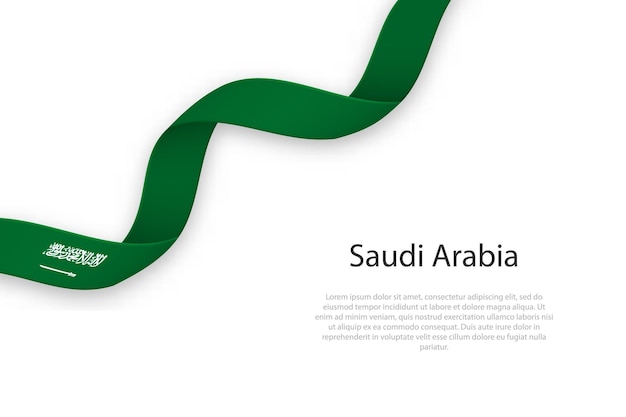 Waving ribbon with flag of Saudi Arabia