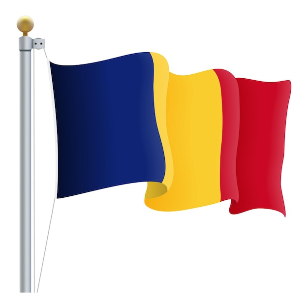 Waving Romania Flag Isolated On A White Background Vector Illustration