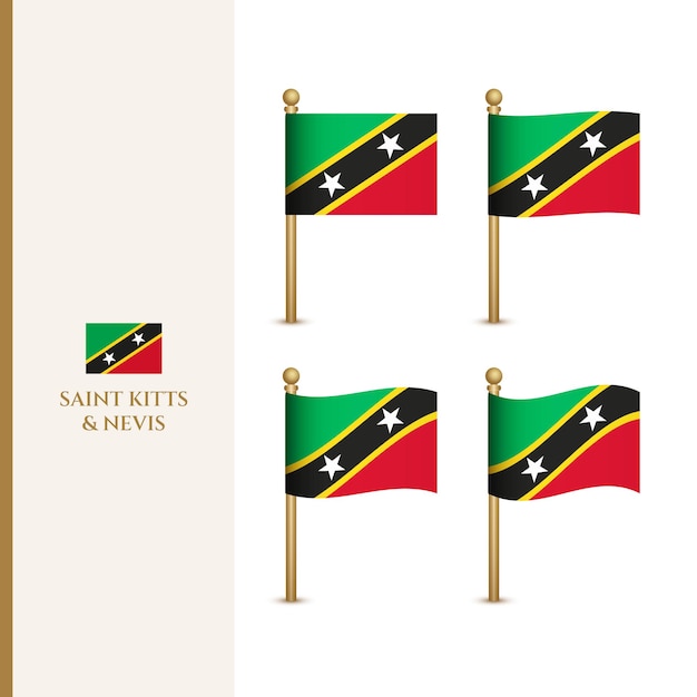 Waving Saint Kitts Nevis flags 3d vector illustration flag of Saint Kitts Nevis