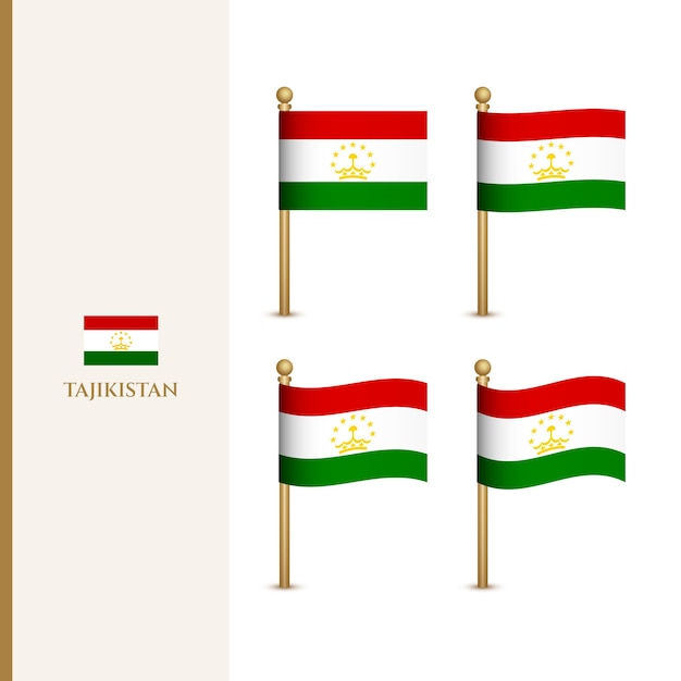 Waving Tajikistan flags 3d vector illustration flag of Tajikistan