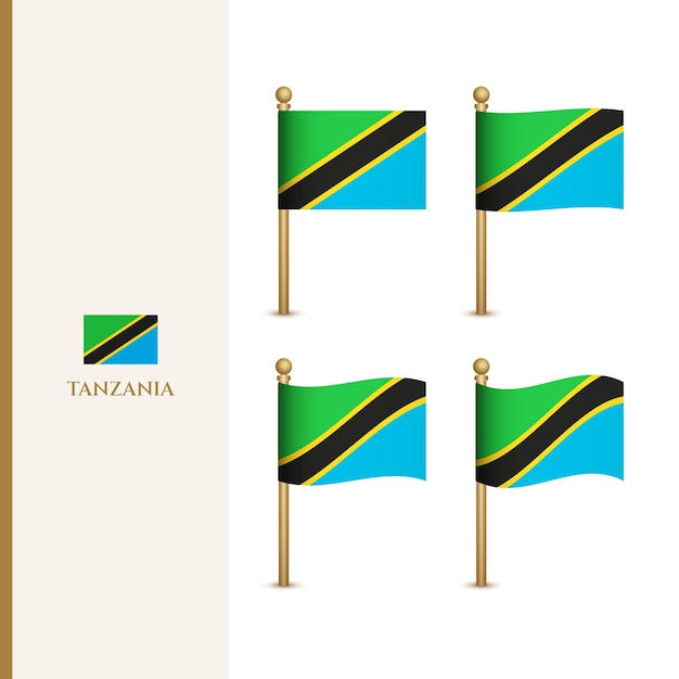 Waving Tanzania flags 3d vector illustration flag of Tanzania