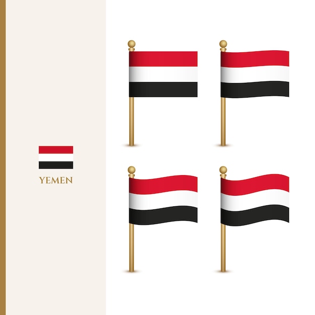 Waving Yemen flags 3d vector illustration flag of Yemen