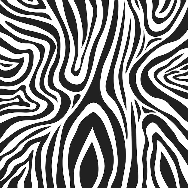 Wavy black and white zebra fur texture  Vector