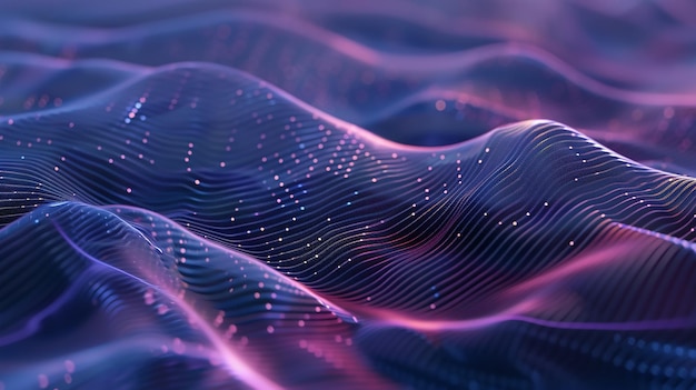 A wavy and blurry mesh gradient using dark blue and purple colours