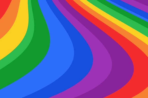 Wavy colorful rainbow lines in the sky background design