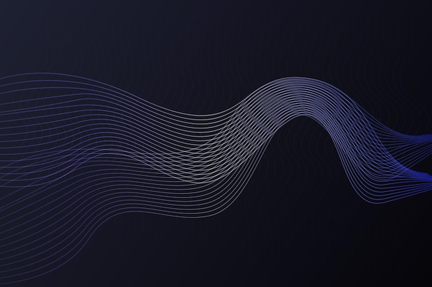 Wavy curve futuristic geometric lines texture dark blue and black background