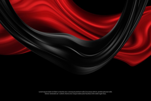 Wavy fabric in red and black Abstract luxury background Draped silky textile Decoration for the design of posters banners placards web design